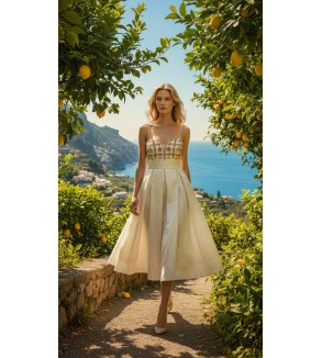 Robe midi brodée Tunisie – Élégance naturelle