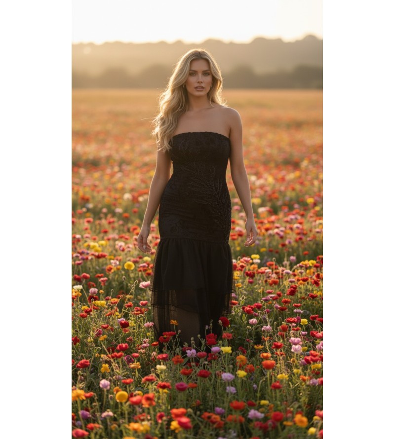 Robe longue bustier Tunisie – Élégance minimaliste