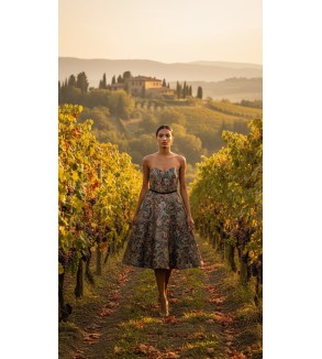 Robe midi brodée multicolore Tunisie – Élégance bohème